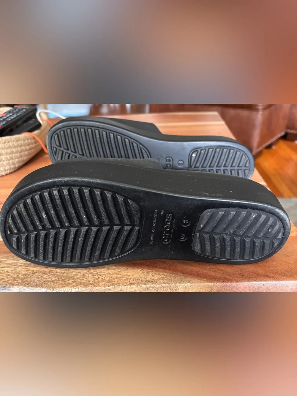 CROCS Black Platform Slide Sandals for Women